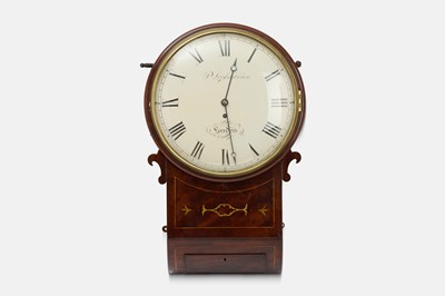 Lot 203 - A Regency mahogany and brass wall clock by Leplastrier, London
