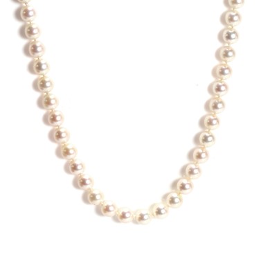 Lot 134 - A single row cultured pearl necklace with an 18ct gold clasp