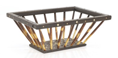 Lot 334 - An ebony and porcupine quill basket