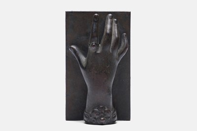 Lot 333 - A bronze sculpture of a hand