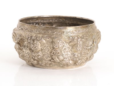 Lot 51 - A Burmese (Myanmar) white metal offering bowl