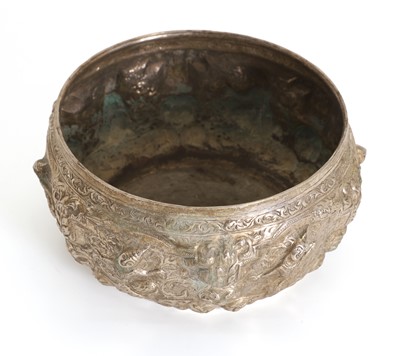 Lot 51 - A Burmese (Myanmar) white metal offering bowl