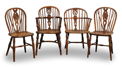 Lot 528 - A two yew and elm Windsor chairs