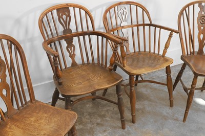 Lot 528 - A two yew and elm Windsor chairs