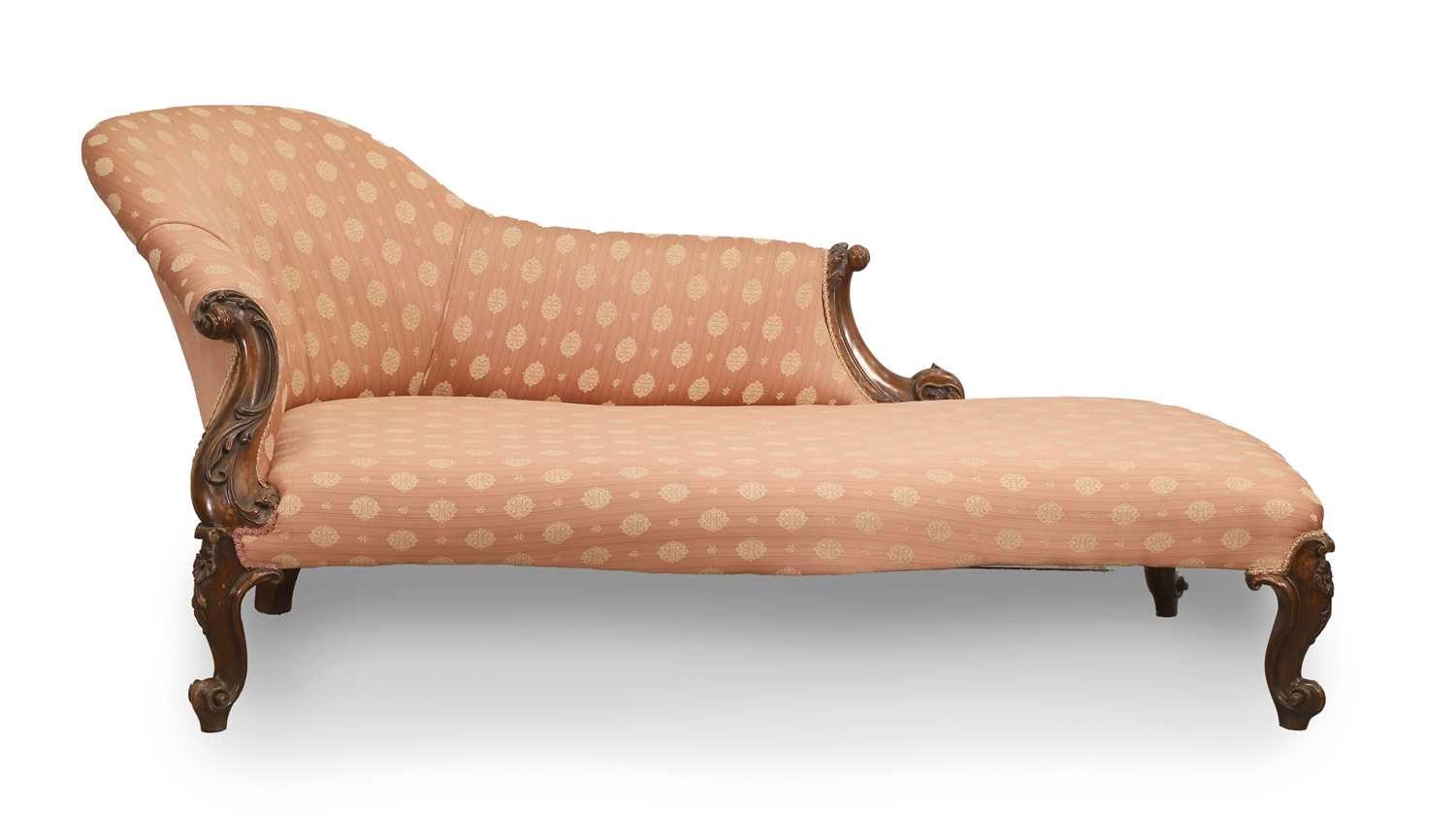 Lot 508 - A Victorian walnut and upholstered chaise lounge