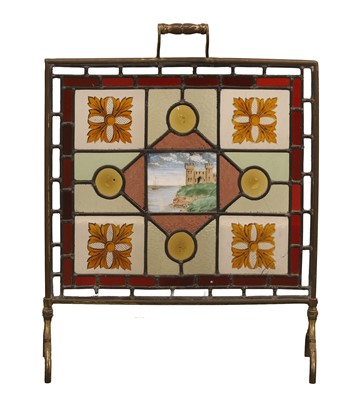 Lot 524 - A stained-glass fire guard
