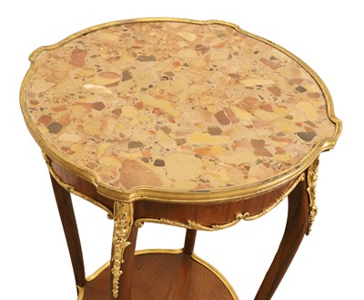 Lot 517 - A French kingwood and ormolu-mounted breccia marble occasional table