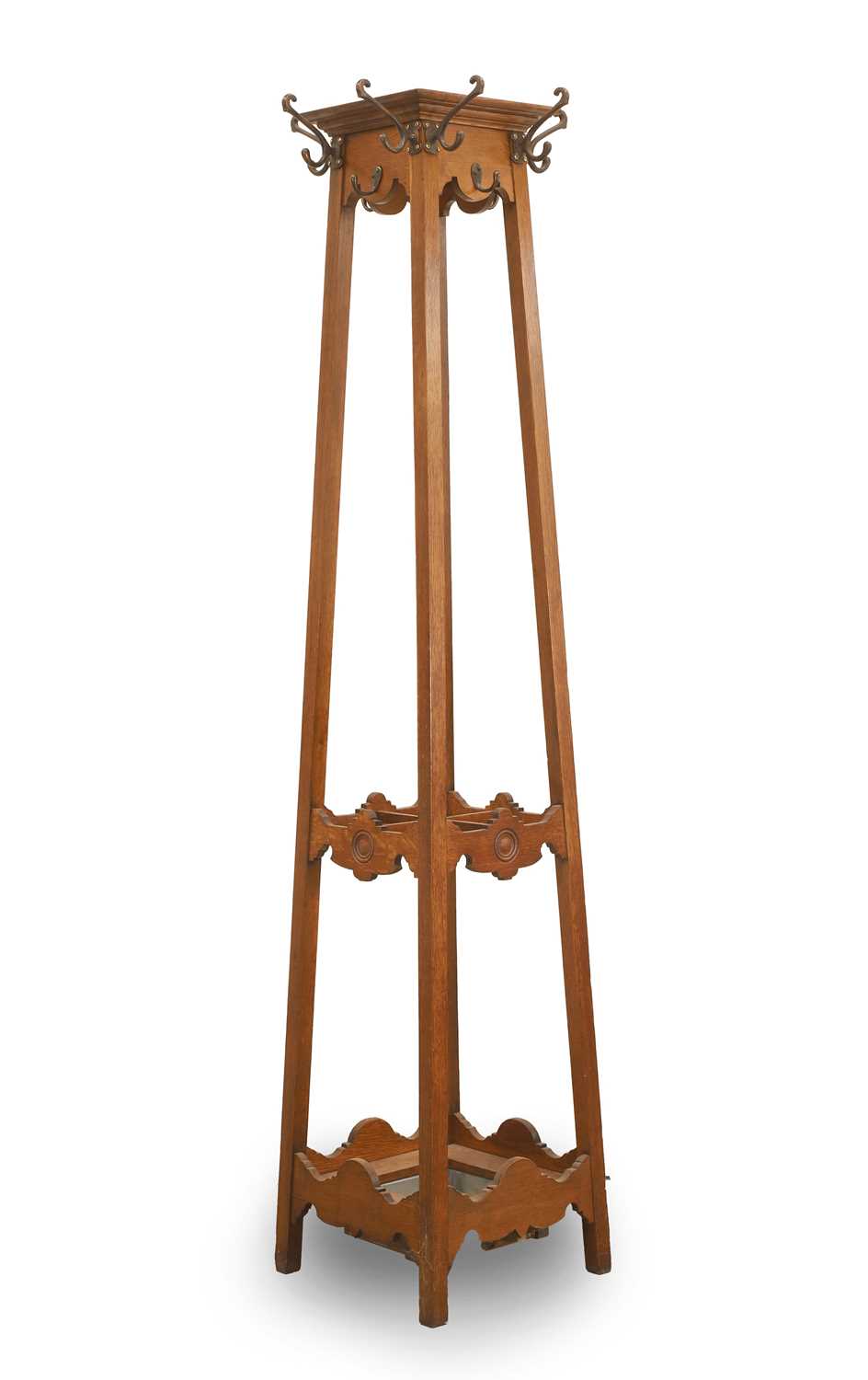 Lot 518 - An Arts and Crafts oak coat stand