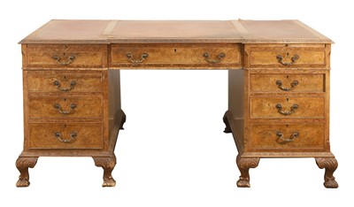 Lot 522 - A pair of George III style walnut partners desks