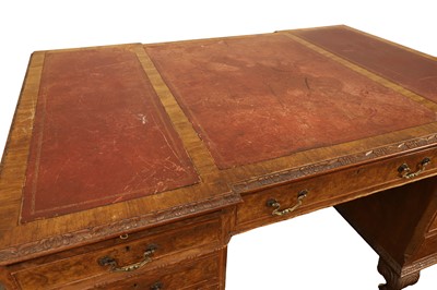 Lot 522 - A pair of George III style walnut partners desks