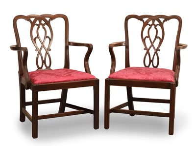 Lot 524A - A pair of George III style mahogany armchairs