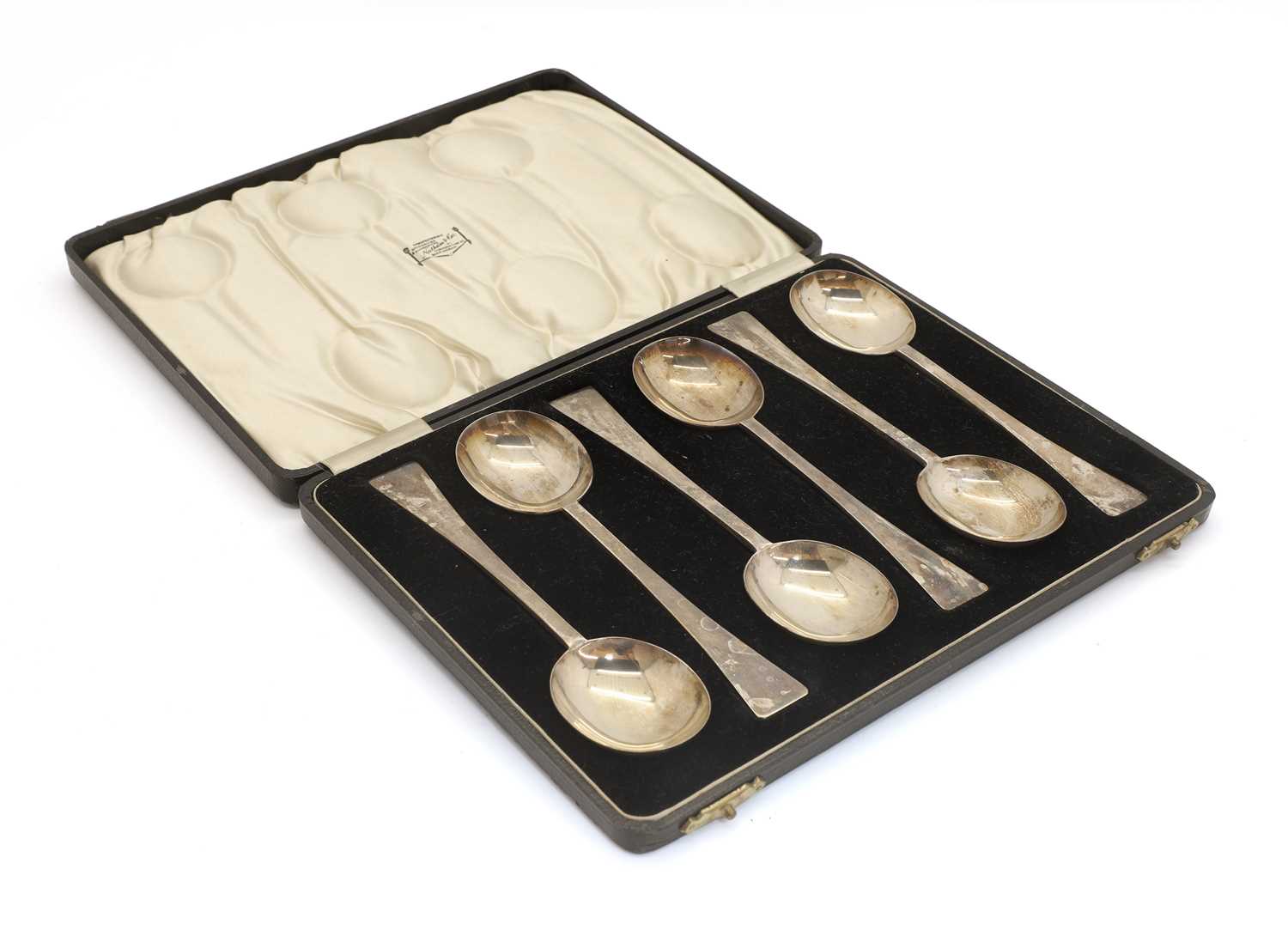 Lot 25 - A cased set of six silver soup spoons