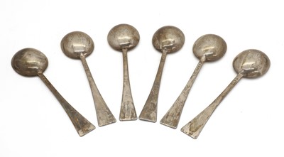 Lot 25 - A cased set of six silver soup spoons