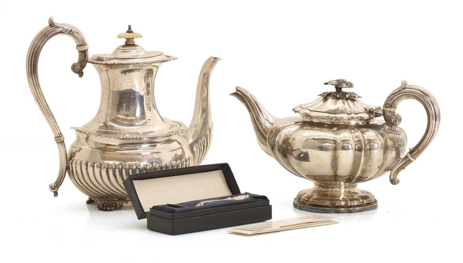 Lot 30 - Two silver teapots