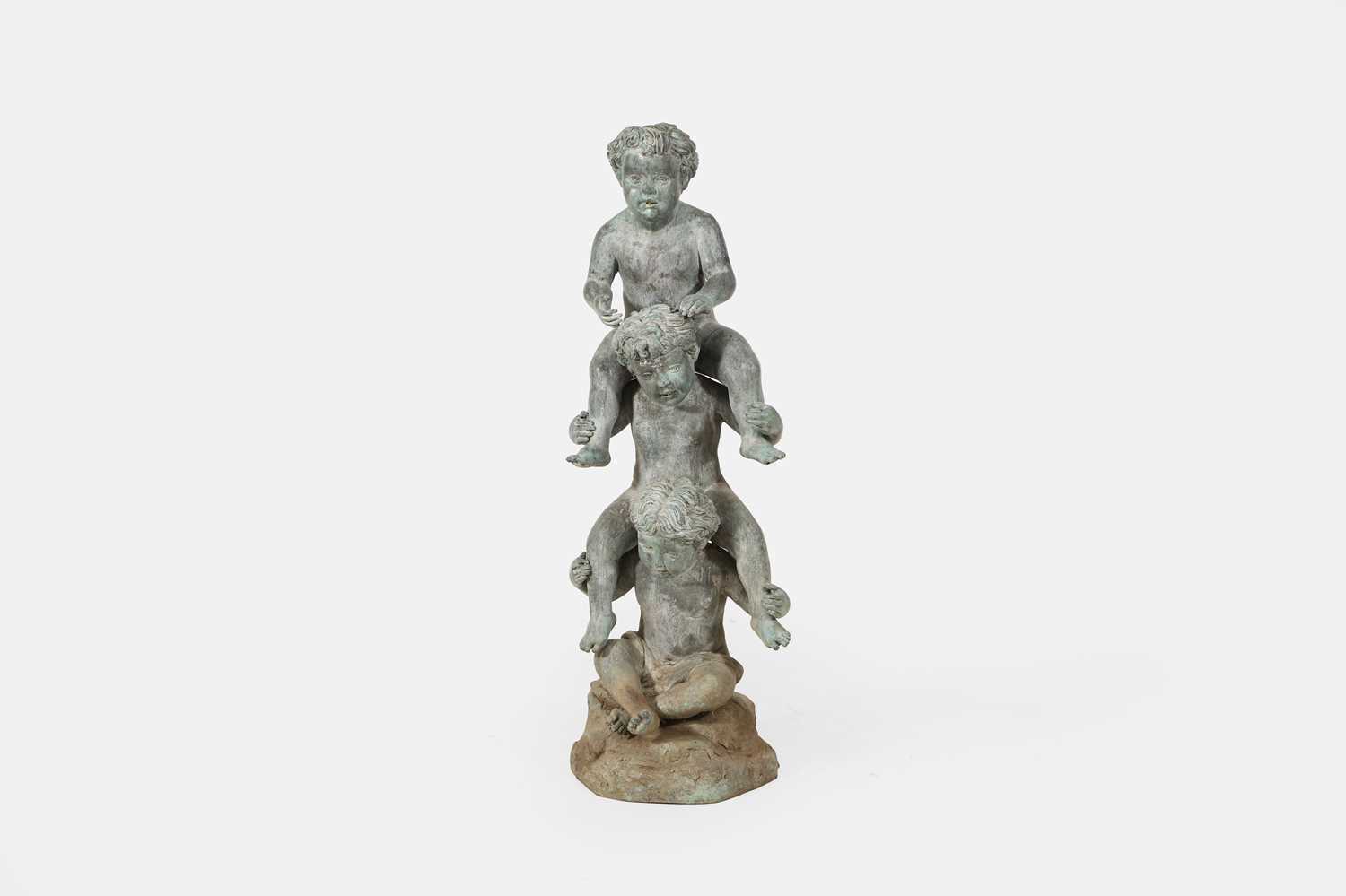 Lot 413 - A patinated bronze fountain