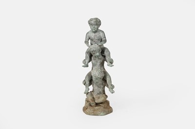 Lot 413 - A patinated bronze fountain
