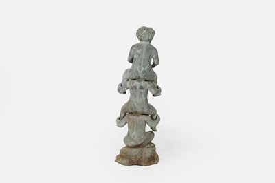 Lot 413 - A patinated bronze fountain