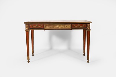 Lot 71 - A Napoleon III amaranth, tulipwood and kingwood bureau plat