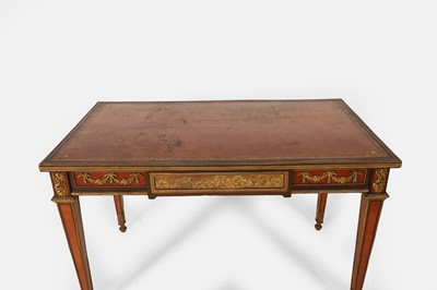Lot 71 - A Napoleon III amaranth, tulipwood and kingwood bureau plat