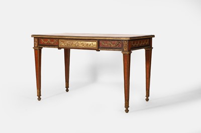 Lot 71 - A Napoleon III amaranth, tulipwood and kingwood bureau plat