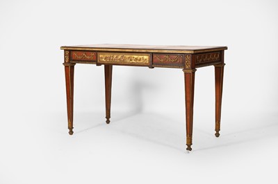 Lot 71 - A Napoleon III amaranth, tulipwood and kingwood bureau plat