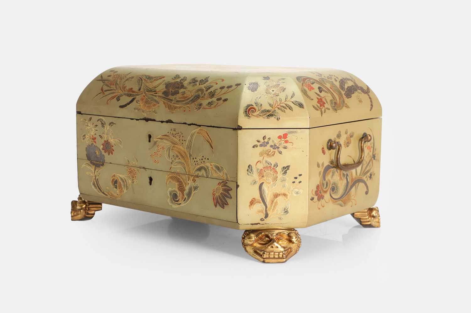 Lot 291 - An export gold lacquered workbox