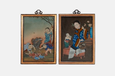 Lot 324 - Two reverse glass pictures