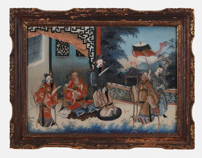 Lot 319 - A reverse glass painting