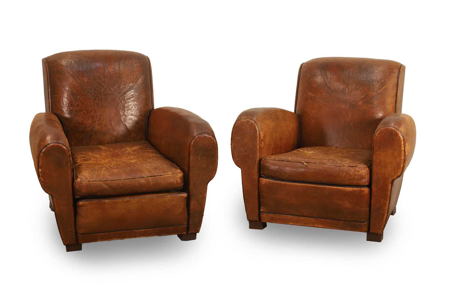Lot 529 - A pair of leather club armchairs