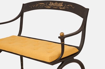 Lot 76 - A neoclassical painted wooden hall bench