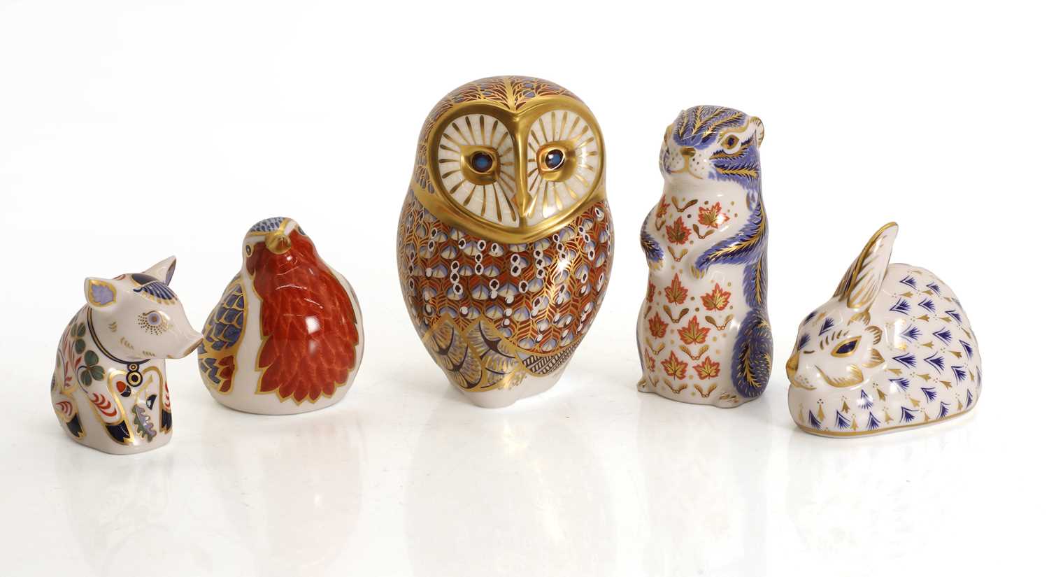 Lot 110 - A collection of five Royal Crown Derby animal figures