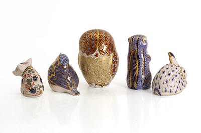 Lot 110 - A collection of five Royal Crown Derby animal figures