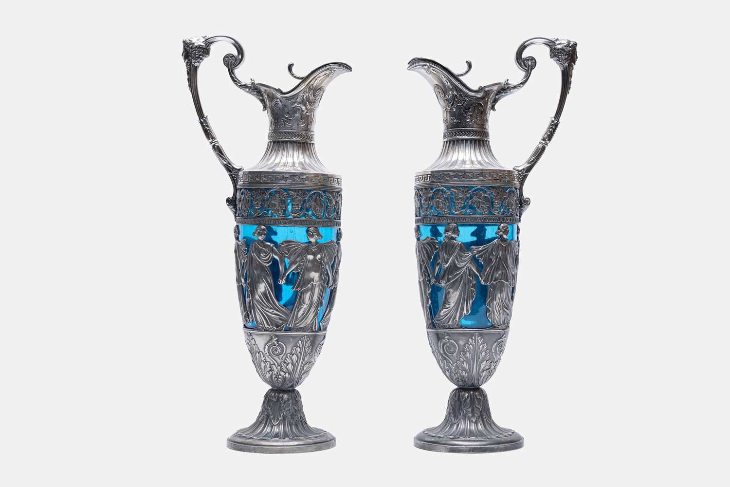 Lot A pair of WMF silver-plated ewers