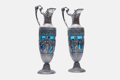 Lot A pair of WMF silver-plated ewers