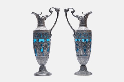 Lot A pair of WMF silver-plated ewers