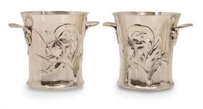 Lot 37 - A pair of silverplated Art Nouveau ice buckets