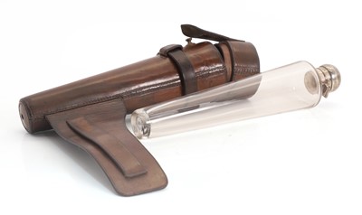Lot 321 - A glass flask with leather case