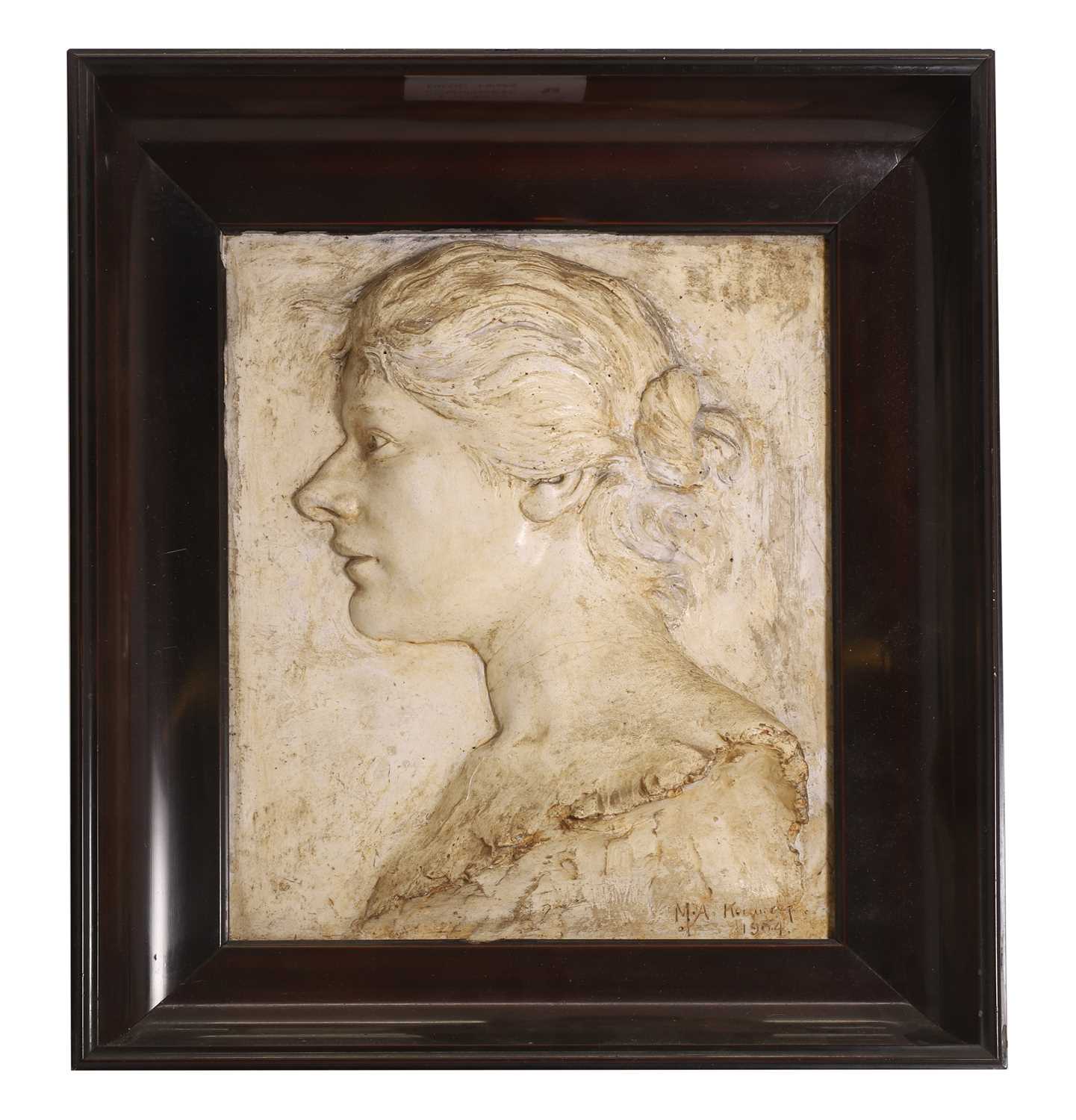 Lot 332 - A framed plaster plaque