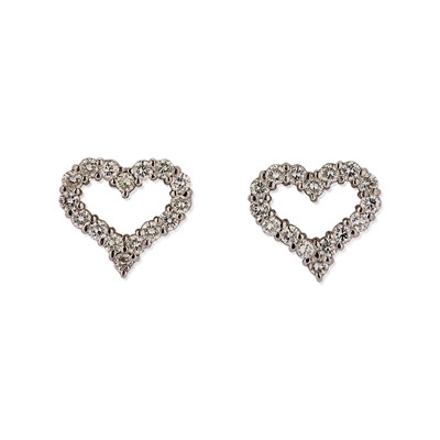 Lot 74 - A pair of diamond heart shaped earrings