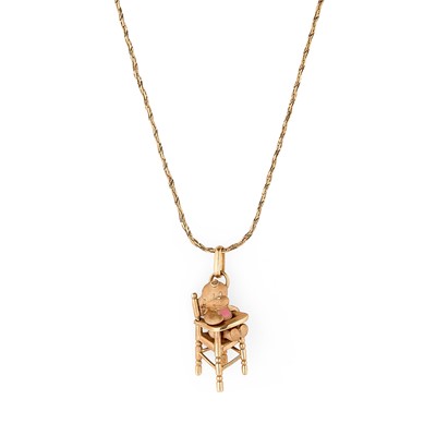 Lot 68 - A baby in high chair pendant and chain