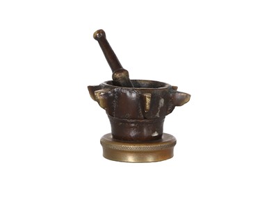 Lot 16 - An antique bronze metal Spanish Colonial Mortar and Pestle