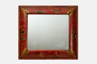 Lot 310 - A William and Mary-style scarlet and gilt-japanned mirror