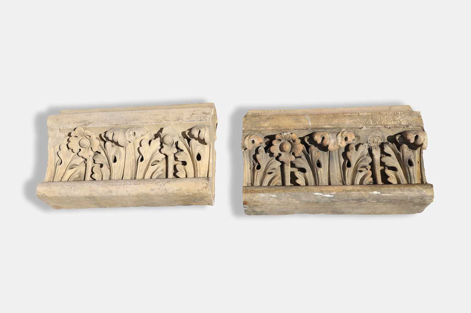 Lot 418 - A pair of buff terracotta tiles by J Stiff & Sons of Lambeth