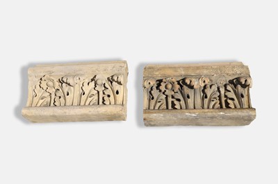 Lot 418 - A pair of buff terracotta tiles by J Stiff & Sons of Lambeth