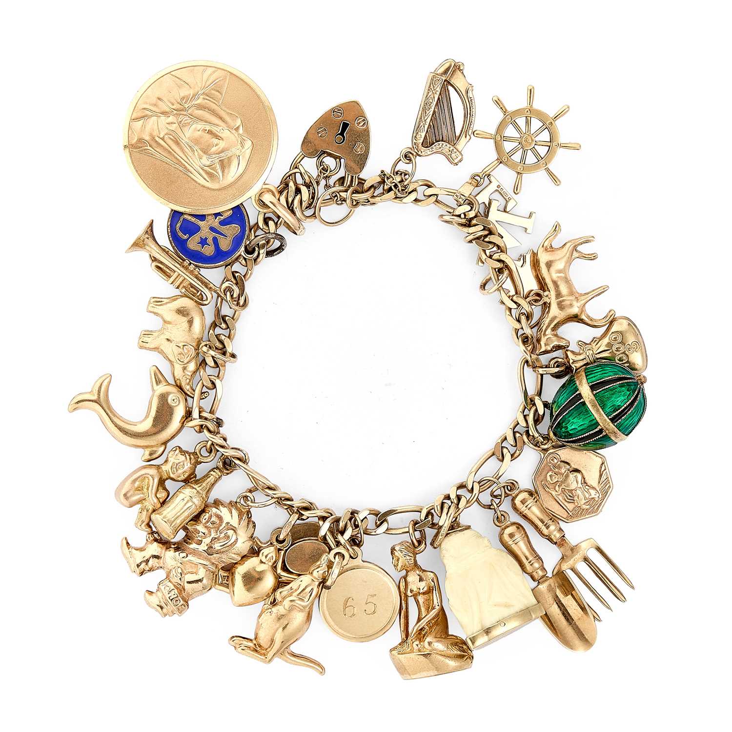 Lot 306 - A 9ct gold charm bracelet