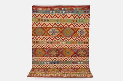 Lot 340 - A flat-weave wool carpet of Anatolian design