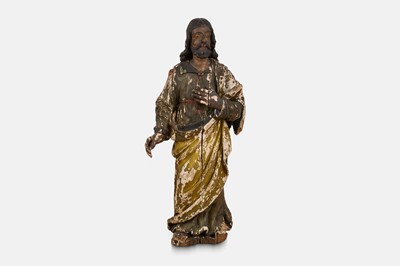 Lot 156 - A carved and polychrome painted wooden figure