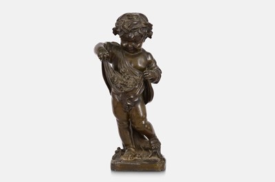 Lot 141 - A patinated bronze figure of a putto
