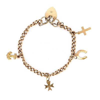 Lot 303 - A gold charm bracelet