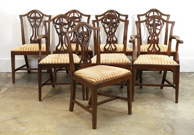 Lot 522 - A set of six Hepplewhite mahogany dining chairs